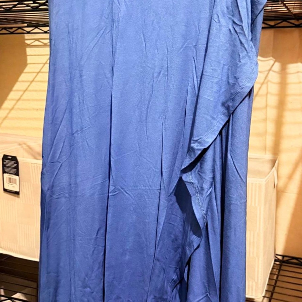 Azules Denim Blue High-Low Ruffle Maxi Skirt - Picture 2 of 5